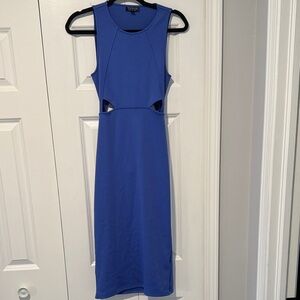 Topshop Blue Cutout Midi Dress